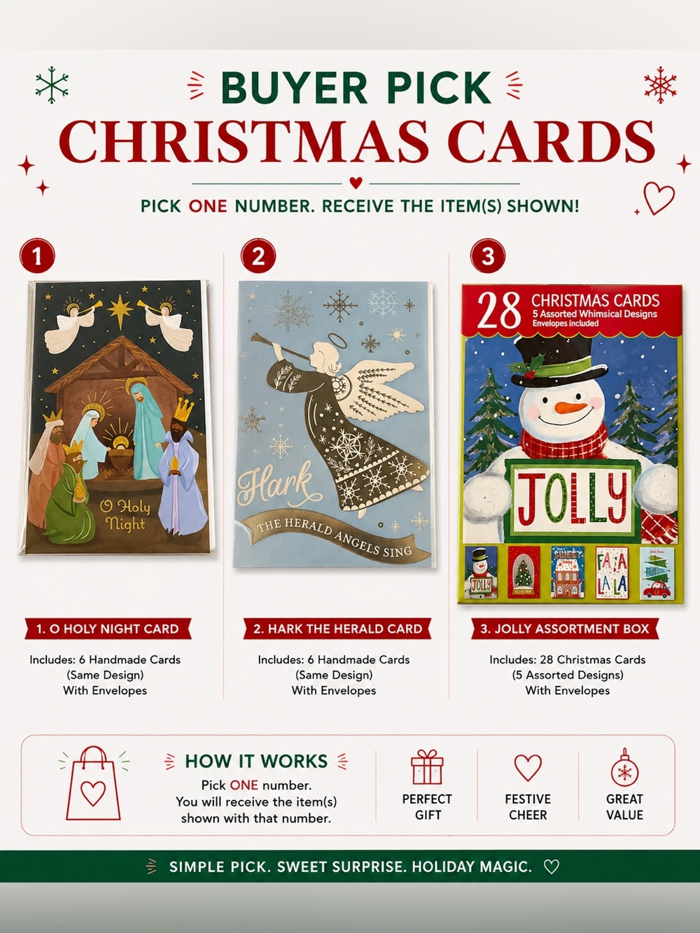 Christmas Cards Assortment - Jolly Snowman & Holiday Designs